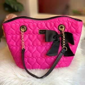 Betsey Johnson Quilted Pink Hearts Tote.
